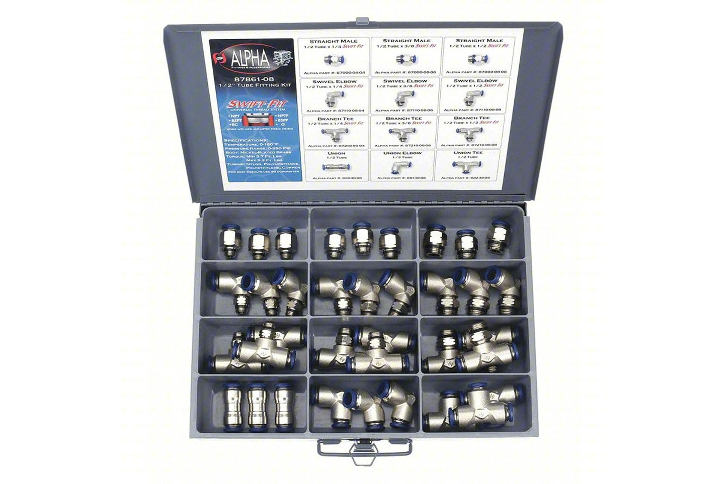 Push To Connect 1/4" Fitting Kit (36 Assorted Fittings)