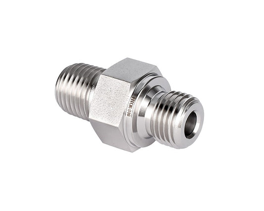 Hex Nipple, 1/8 Male NPT × 1/8 Male BSPP